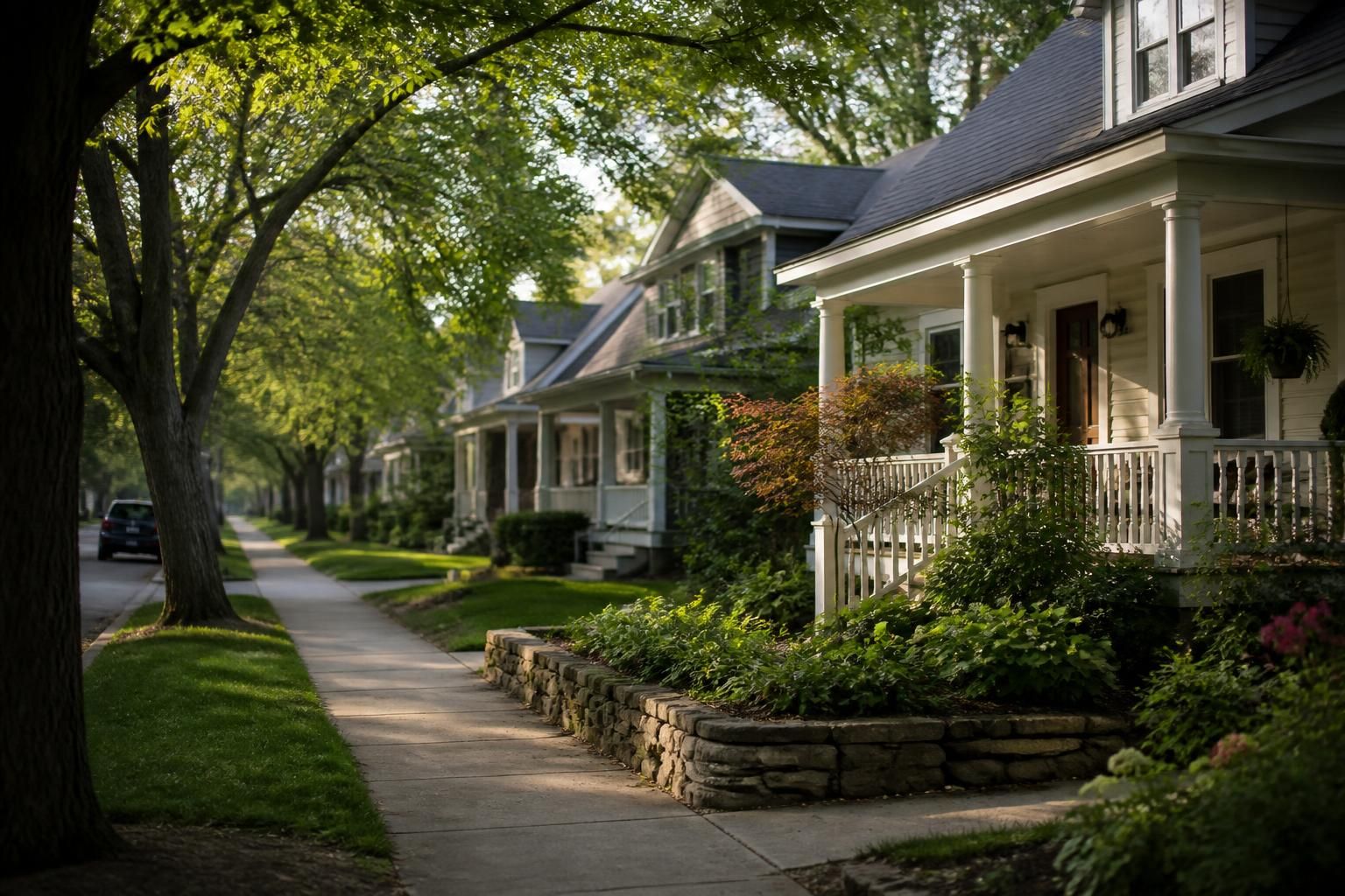 Walkable neighborhood street with charming homes