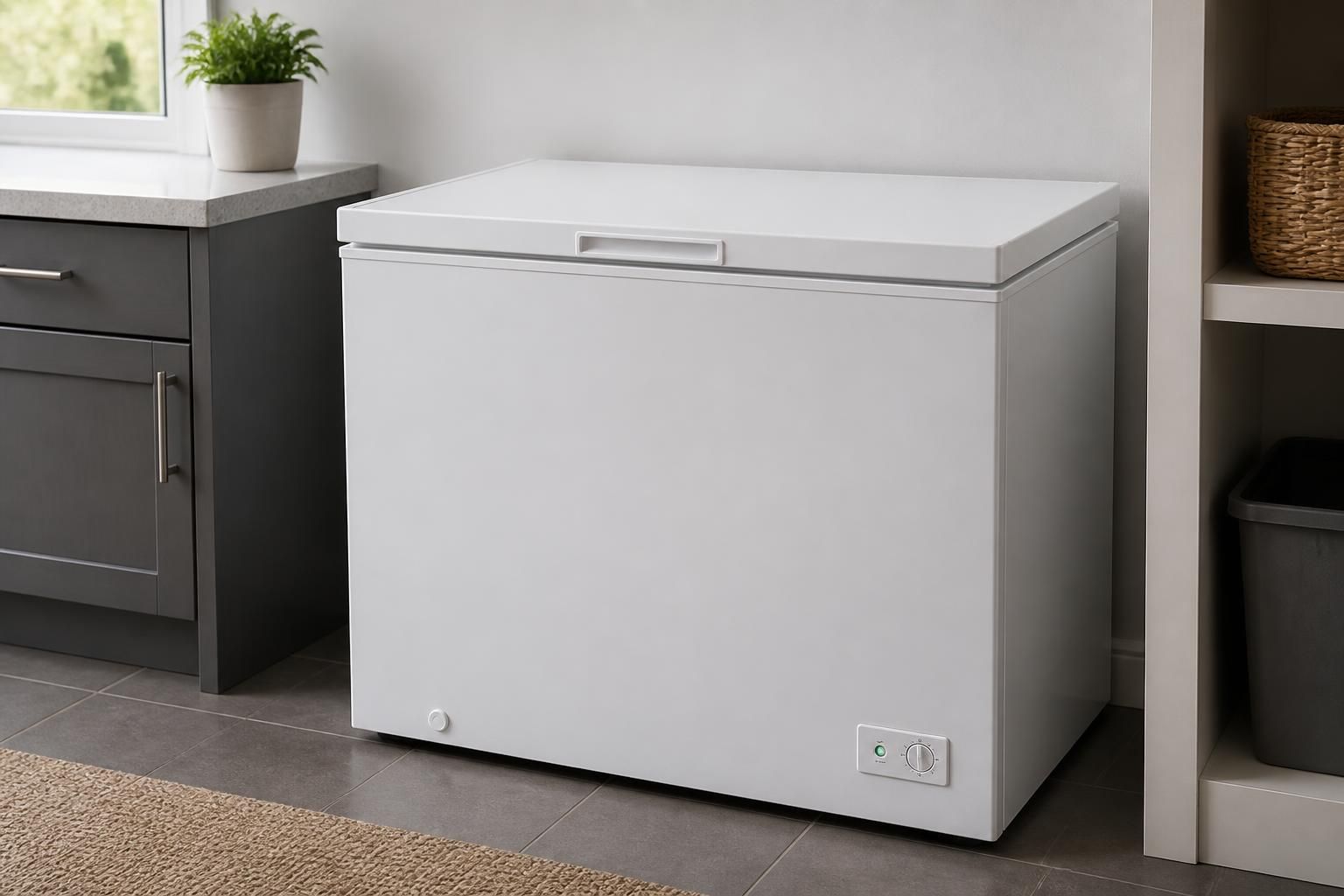 Repaired freezer in a clean utility space