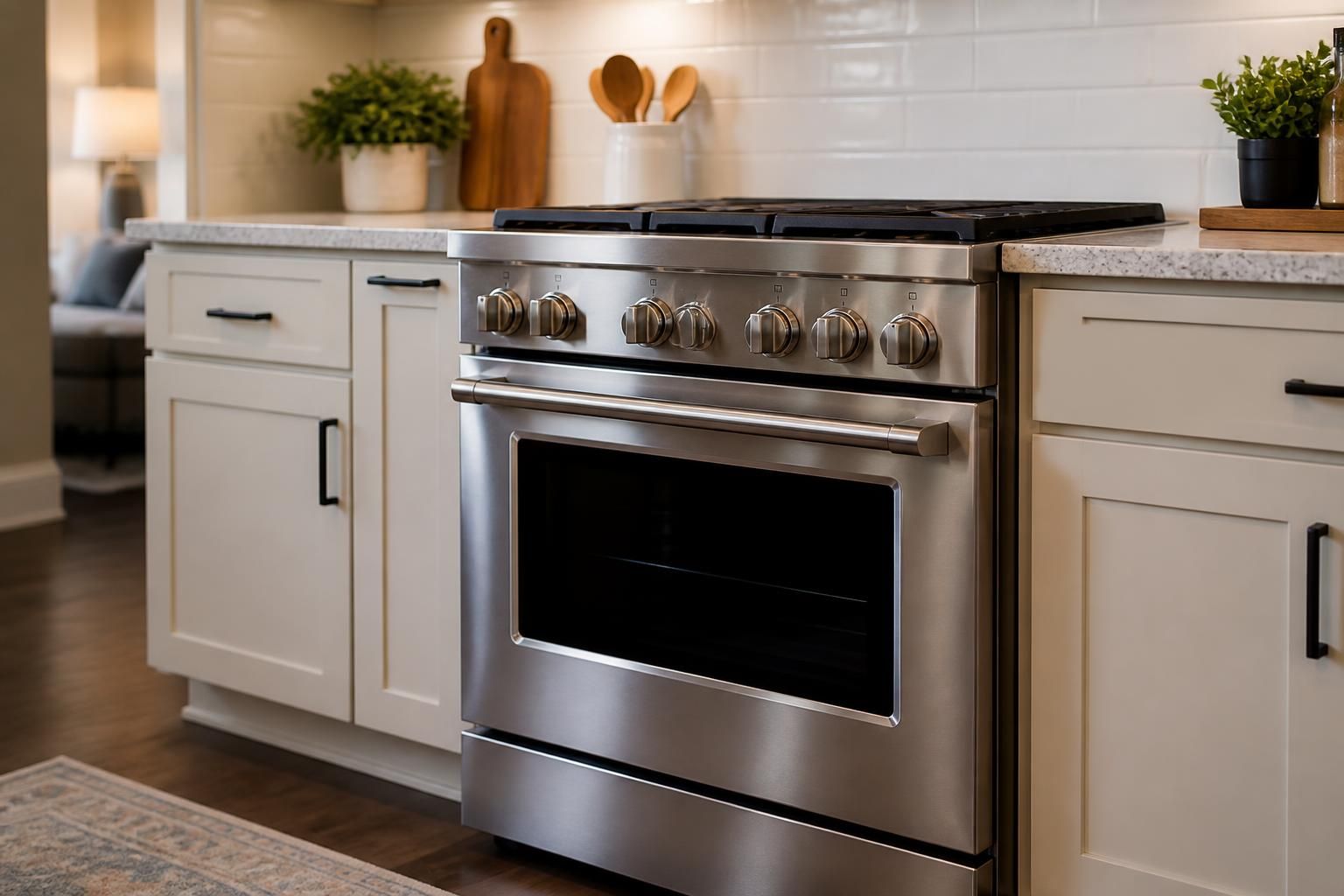 Repaired oven and range in a finished kitchen