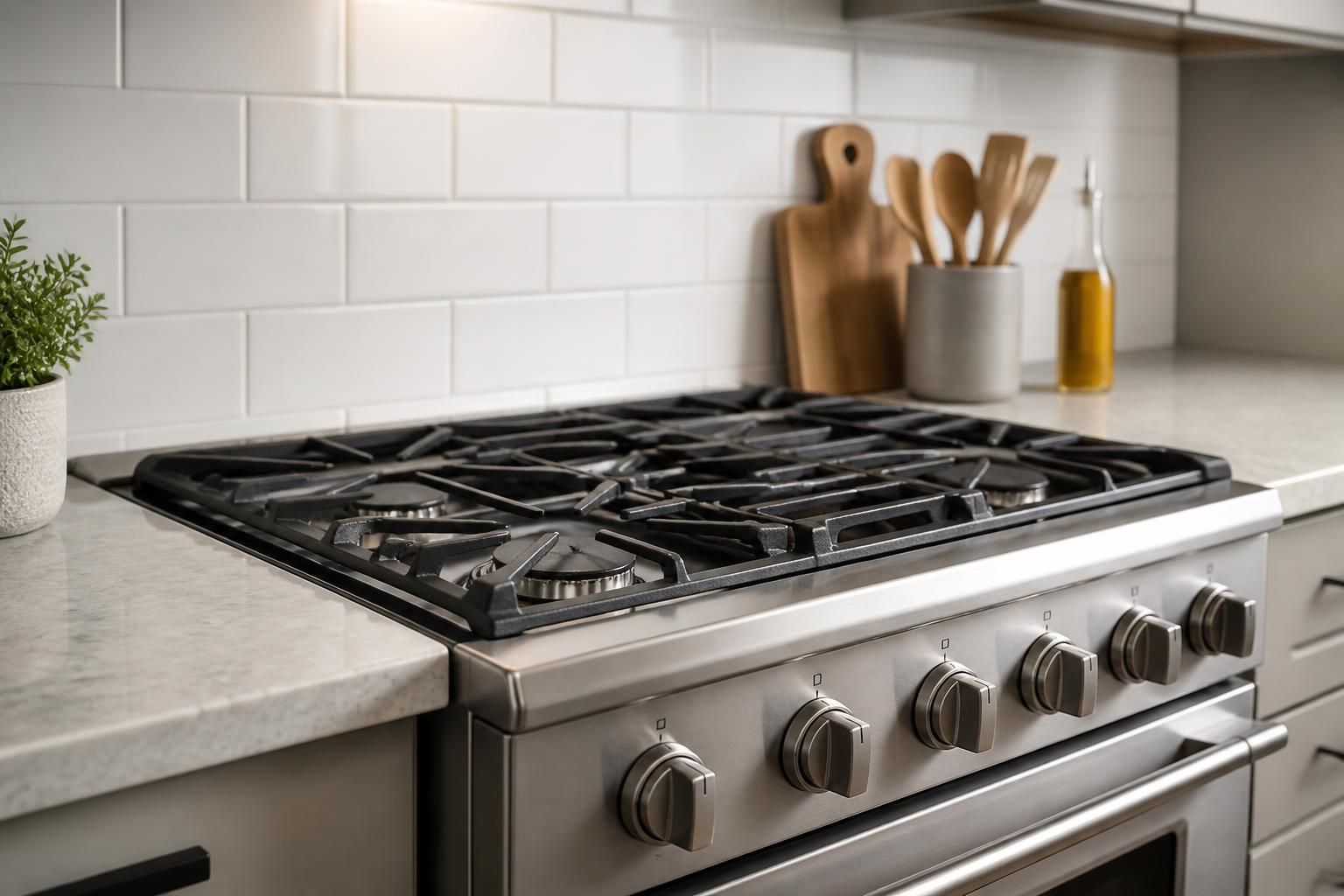 Repaired stove in a modern kitchen setting